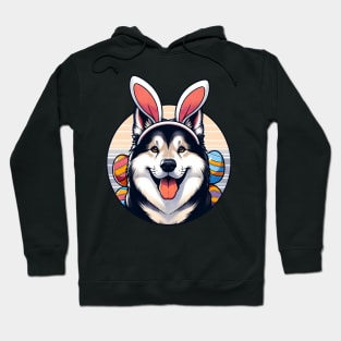 Norwegian Elkhound Celebrates Easter with Bunny Ears Hoodie